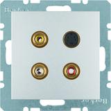 BERKER B.Kwadrat/B.7 Gniazdo 3xCinch / S-Video aluminium 3315321404 HAGER