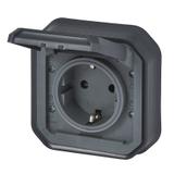 NOWE PLEXO - GN. SCHUKO 2P+Z ZACISKI ŚRUB KOMPLET PODTYNKOWY 16A-250V ANTRACYT 069859L LEGRAND