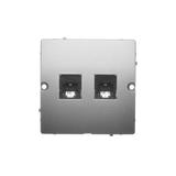 Simon Basic Gniazdo telefoniczne RJ11 podwójne Montaż gniazda na wkręty do puszki satynowy