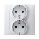 SZAFIR Gniazdo podwójne z uziemieniem schuko - kolor biały