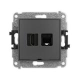 ICON Mechanizm gniazda pojedynczego HDMI 2.0 + gniazda komp. poj. 1xRJ45, kat. 5e, 8-stykowy, bez po