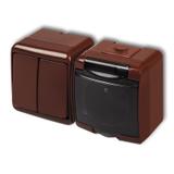 JUNIOR Łącznik świecznikowy z gniazdem pojedynczym z uziemieniem 2P+Z (klapka dymna; bez przesłon) b