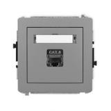 DECO Mechanizm gniazda komputerowego pojedynczego 1xRJ45, kat. 8, ekranowany, 8-stykowy szary mat