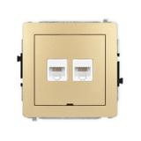 DECO Mechanizm gniazda komputerowego podwójnego 2xRJ45, kat. 5e, 8-stykowy, bez pola opisowego złoty