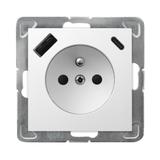 Gniazdo pojedyncze z uziemieniem z ładowarką A+C IMPRESJA BIAŁY