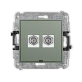 ICON Mechanizm gniazda antenowego podwójnego typu F (SAT) niklowany, bez pola opisowego szałwiowy