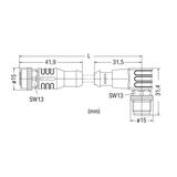 przewód do czujników/el.wykonawczych gniazdo proste/wtyczka kątowa M12 1m