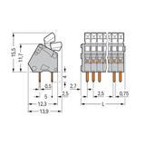 listwa zaciskowa do pł. drukowanych 2-bieg. szara raster 2,5 mm /100szt./ WAGO