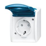 OCEAN Gniazdo SCHUKO z przesłonami. Z szybkozłączami Z klapką 2 P + E szary/zielono-niebieski 2CKA002083A0842 ABB