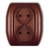 TREND Gniazdo podwójne bez uziemienia 2x2P (przesłony torów prądowych) brązowy metalik