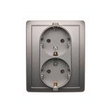 Simon Basic Gniazdo wtyczkowe z uziemieniem Schuko podwójne stal inox BGSZ2/21 KONTAKT