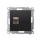 Simon 54 Gniazdo komputerowe pojedyncze RJ45 kategoria 6 ekranowane z przesłoną przeciwkurzową czarn