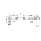 przewód do czujników/el.wykonawczych gniazdo kątowe/wtyczka prosta M8 1m