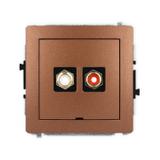 DECO Mechanizm gniazda podwójnego RCA, bez pola opisowego (typu cinch - biały i czerwony, pozłacany)