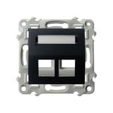 SZAFIR Obudowa gniazda podwójnego typu Keystone skośna - kolor czarny metalik