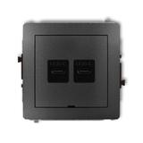 DECO Mechanizm ładowarki USB podwójnej 2xUSB C, 20W max., bez pola opisowego grafitowy