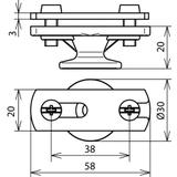 Wspornik do płaskownika 30x3,5 mm, z gwintem wewn. M8, ZG