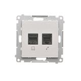 Simon 55 Gniazdo komputerowe RJ45 kategoria 5e + telefoniczne RJ12 Aluminium mat T5F.01/143 KONTAKT