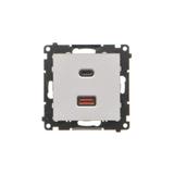 Simon 55 Ładowarka typ USB C+A 30W 230V aluminium mat TEC2CAQ.01/143 KONTAKT