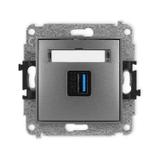 MINI Mechamizm gniazda pojedynczego USB A-A 3.0 grafitowy