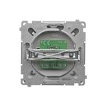 Simon Basic Gniazdo telefoniczne RJ11 uniwersalne pojedyncze Montaż na łapki lub wkręty satynowy