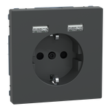 Merten, ładowarka USB i gniazdo schuko, 2,4A 16A, antracyt MTN2366-6034