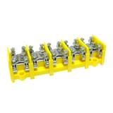 LZ5*25/10wyk.11 ,  Odgałęźnik instalacyjny 5-segmentowy (zacisk: 5x25mm2 - 5x4x10mm2), żółty