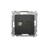 Simon 54 Gniazdo antenowe typu F + RJ45 kat.6 czarny DASFRJ45.01/49 KONTAKT
