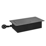 Gniazda meblowe wpuszczane w blat z płaskim frezowanym rantem, ładowarką USB i przewodem 1,5m, 2x2P+