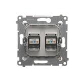 Simon 54 Gniazdo telefoniczne podwójne RJ12 biały