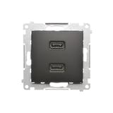 Simon 54 Ładowarka 2 x USB 2.1 A 5V DC 230V czarny DC2USB.01/49 KONTAKT