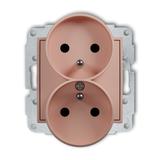 MINI Mechanizm gniazda podwójnego do ramki z uziemieniem 2x(2P+Z) (przesłony torów prądowych) łososi