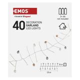 Lampki świąteczne girlanda cyrkonie 40 LED 1,2 m 3x AA ciepła biel IP20 timer DCGW16 EMOS