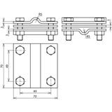 Zacisk krzyżowy z przekładką do drutu 2x7-10 mm i płask. 40 mm, stal nierdzewna NIRO
