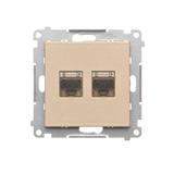 Simon 55 Gniazdo komputerowe podwójne RJ45 kategoria 6 ekranowane z przesłoną przeciwkurzową Szampański mat T62E.01/144 KONTAKT