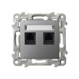 SZAFIR Gniazdo telefoniczne podwójne niezależne - kolor szary mat