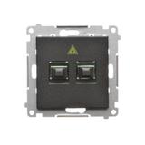 Simon 55 Gniazdo światłowodowe / optyczne podwójne SC/APC Czarny mat