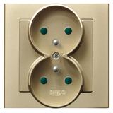 SONATA Gniazdo podwójne z uziemieniem z przesłonami torów prądowych, kompletne z ramką - kolor szamp