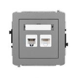 DECO Mechanizm gniazda telefonicznego pojedynczego 1xRJ11 + komputerowego pojedynczego 1xRJ45, kat.