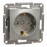 Asfora, gniazdo pojedyncze schuko, z przesłonami, brąz