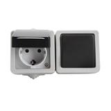 TEKNO 05-3128-143 cz Łącznik jednobiegunowy + Gniazdo zasilające Schuko z ochroną styków