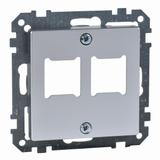 Merten System M płytka centralna mechanizmu gniazda RJ11/RJ45 podwójna aluminium MTN291260 Schneider