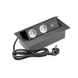 PRZEDŁUŻACZ BIURKOWY 2X GNIAZDO Z UZIEMIENIEM, 2XUSB, KABEL ZASILAJĄCY Z WTYCZKĄ, CZARNY