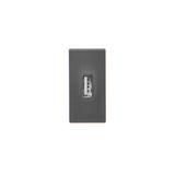 Simon Connect Płytka K45/2 złącza USB typ A żeńskie 225x45mm + gniazdo zaciski śrubowe szary grafit K128B/14 KONTAKT