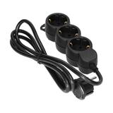 Przedłużacz 3-krotny 2P+Z (Schuko), 5m H05VV-F 3x1,5mm2, Imax=16A, płaska wtyczka, czarny ES-4(GS)/B/5 ORNO