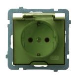 AS Gniazdo bryzgoszczelne z uziemieniem schuko IP-44 wieczko przezroczyste - kolor ecru