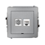 DECO Mechanizm gniazda antenowego poj. typu F (SAT) + gniazda komp. poj. 1xRJ45, kat. 6, 8-stykowy,