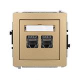 DECO Mechanizm gniazda komputerowego podwójnego 2xRJ45, kat. 7, ekranowany, 8-stykowy złoty metalik