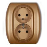 TREND Gniazdo podwójne z uziemieniem 2x(2P+Z) (przesłony torów prądowych) złoty metalik