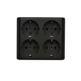 Simon 54 Gniazdo poczwórne Schuko n/t z przesłonami wersja skandynawska 16A szybkozłączka czarny